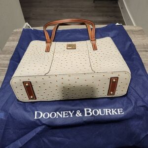 Dooney & Bourke Ostrich Lexington Shopper Bone Color Cream Brown tote
